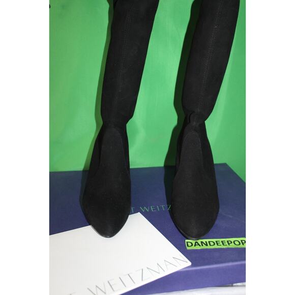 Stuart Weitzman Tiemodel Black Suede High Heel Boots G232996 Women's 6.5M - Picture 4 of 16
